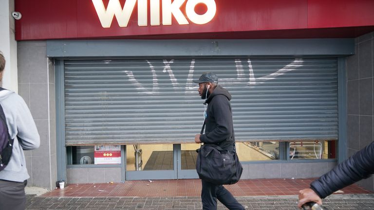 The shutters close on the final day of trading at the Wilko store in Barking, east London, one of the first set of Wilko stores to close down as the dramatic collapse of the high street chain takes shape. The historic retailer will shut 24 stores across the UK in the first phase of closures, with hundreds of workers at the shops set for redundancy. Picture date: Tuesday September 12, 2023. PA Photo. See PA story CITY Wilko. Photo credit should read: Yui Mok/PA Wire 
