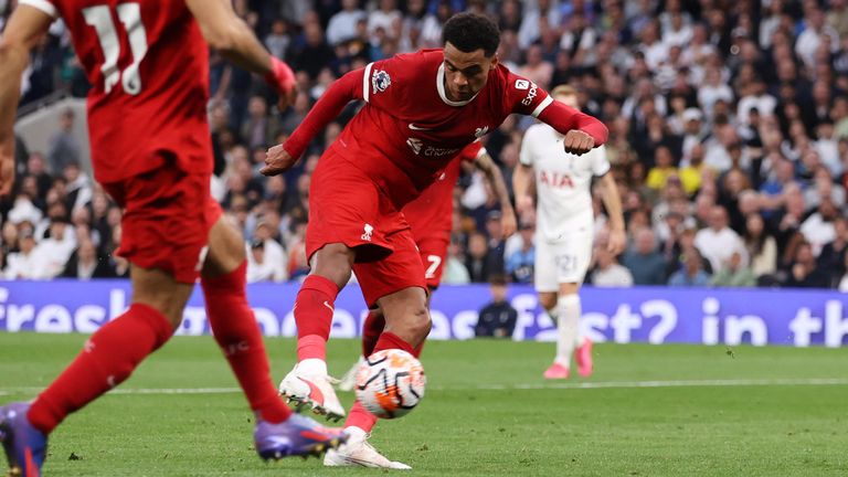 Cody Gakpo equalises for Liverpool at Tottenham