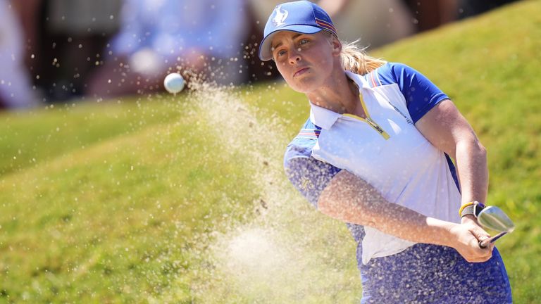 Team Europe&#39;s Maja Stark in action during day two of the Solheim Cup