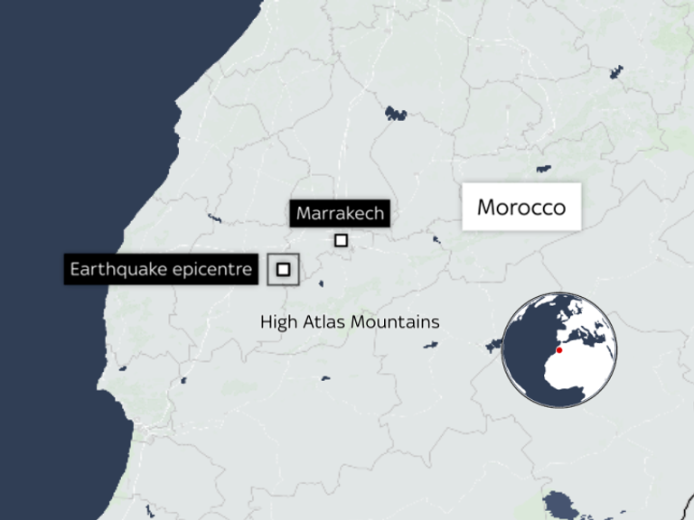The epicentre of the earthquake is in the High Atlas mountains, about 50 miles south of Marrakech