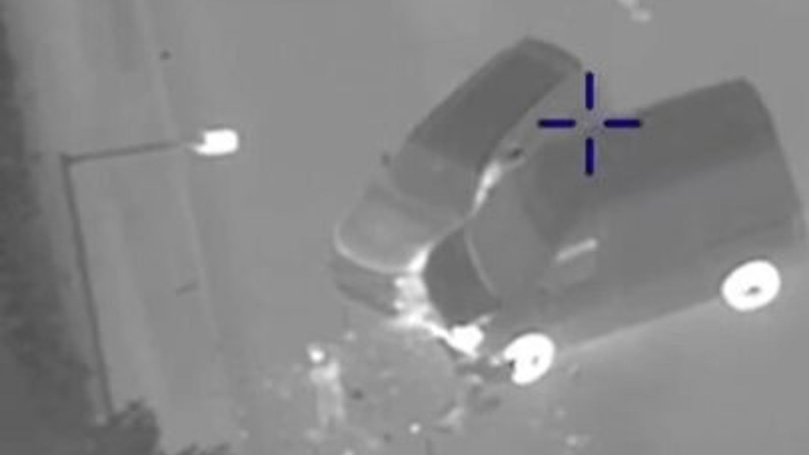 Footage from a police helicopter shows the pursuit come to a halt