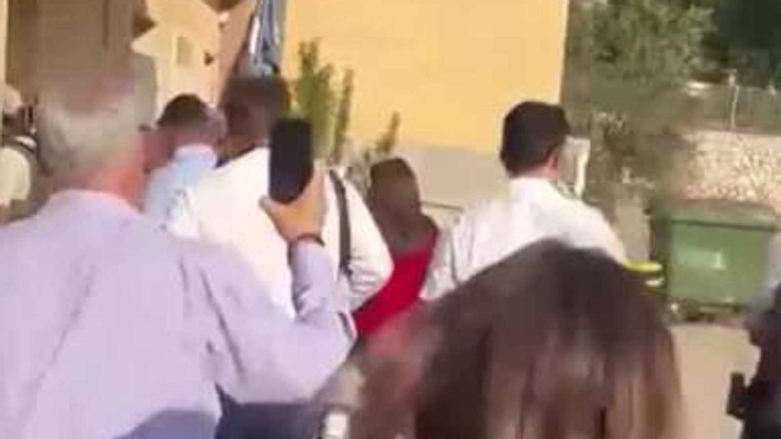 Foreign Secretary James Cleverly runs for cover in Israel after siren warning of incoming rocket fire goes off