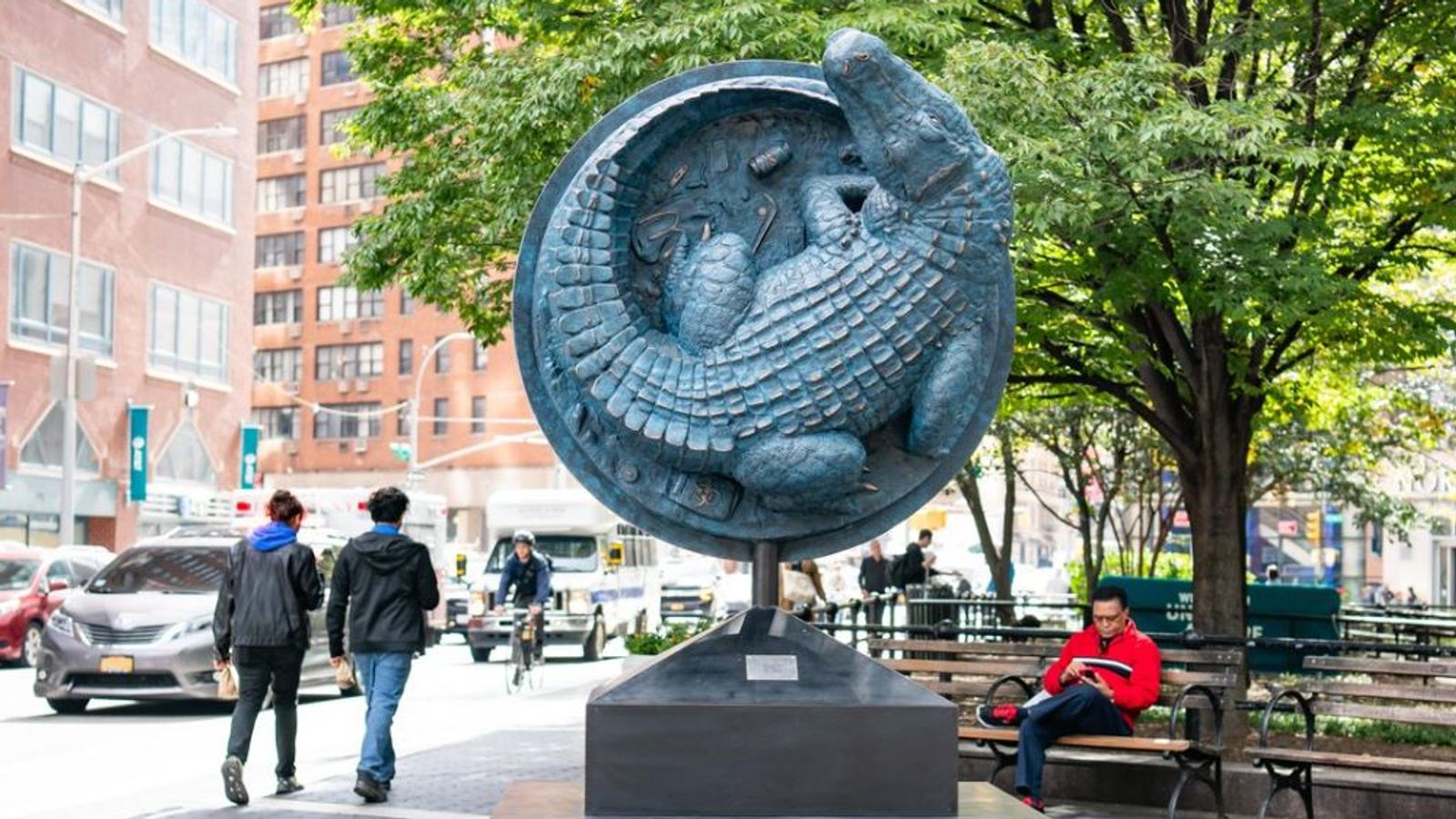 New York: Sculpture commemorating alligator sewer myth unveiled in Union Square Park