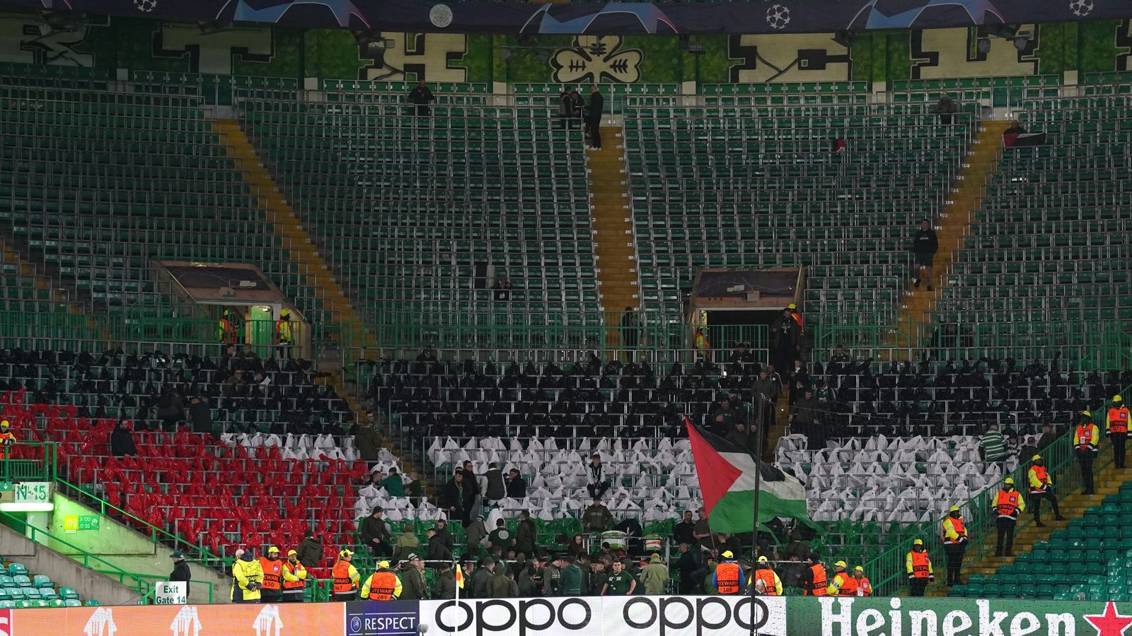 Celtic face UEFA disciplinary action after Palestinian flags flown at ...