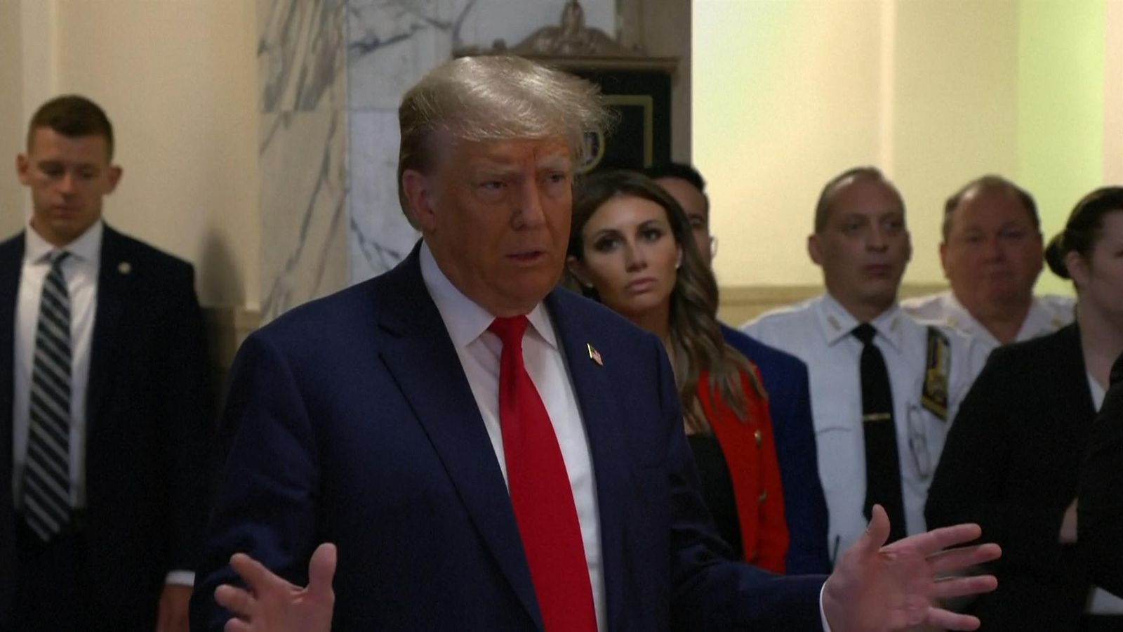 'She's a fraud': Donald Trump speaks outside court after being accused ...