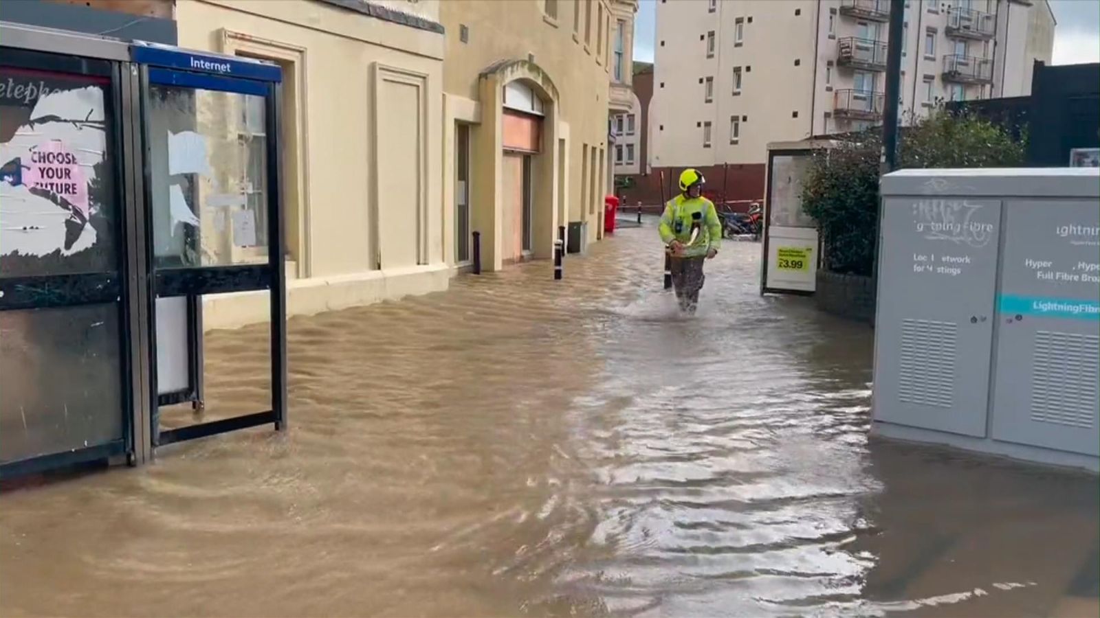 UK weather: Hastings town centre hit by flash flooding after heavy rain ...