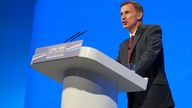 Chancellor of the Exchequer Jeremy Hunt makes his way to the stage to deliver a speech during the Conservative Party annual conference at the Manchester Central convention complex. Picture date: Monday October 2, 2023.