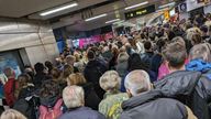London Euston overcrowded after a points failure stopped trains on October 15 2023
