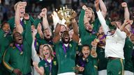 South Africa celebrate after beating England in the 2019 Rugby World Cup final. Pic: AP