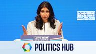 Home Secretary Suella Braverman delivers her keynote speech during the Conservative Party annual conference at the Manchester Central convention complex. Picture date: Tuesday October 3, 2023. PA Photo. See PA story POLITICS Tories. Photo credit should read: Stefan Rousseau/PA Wire