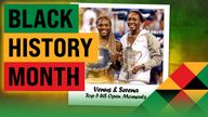 Venus Williams and Serena Williams pose with their trophies after their U.S. Open women&#39;s singles final in New York Saturday Sept. 8, 2001