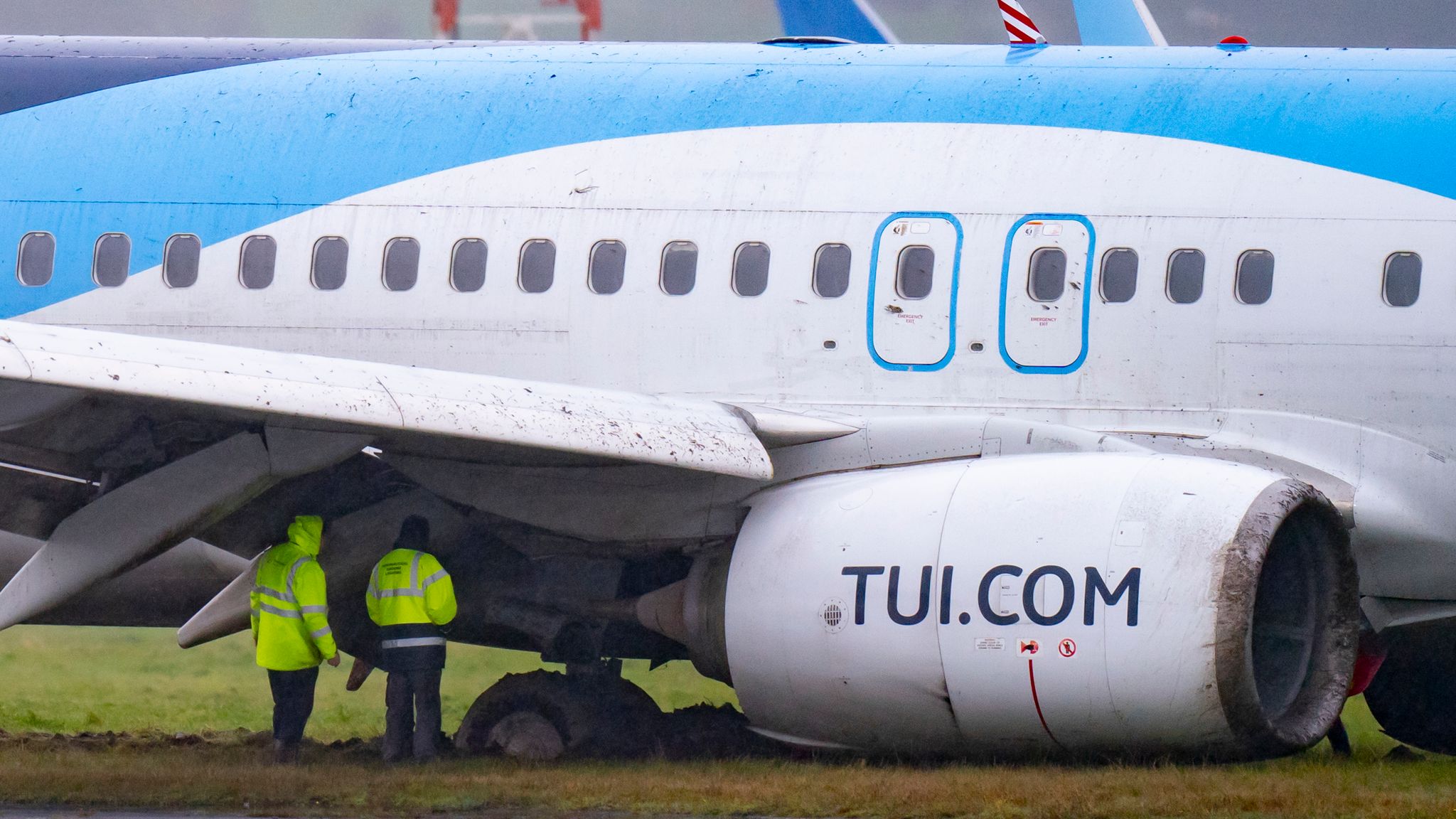 Plane skids off runway while landing at Leeds Bradford Airport