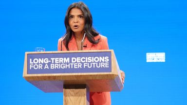 Akshata Murty, the wife of Prime Minister Rishi Sunak, speaks on stage during the Conservative Party annual conference at the Manchester Central convention complex. Picture date: Wednesday October 4, 2023.