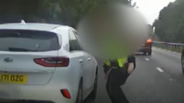 Shocking dashcam footage shows Stefan Bradley speed away from police on the A27