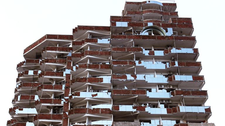 A view shows a damaged building after Hurricane Otis hit, in Acapulco, Mexico 