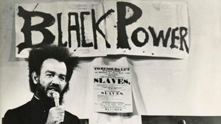 Trinidad revolutionary and leader of the Black Power Michael X during a political rally, London, UK 1970s
