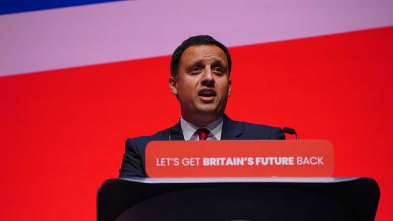 Scottish Labour leader Anas Sarwar speaking during the Labour Party Conference in Liverpool. Picture date: Monday October 9, 2023.