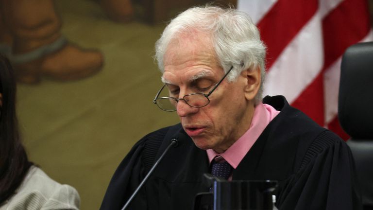 Justice Arthur Engoron speaks during the trial of former U.S. President Donald Trump