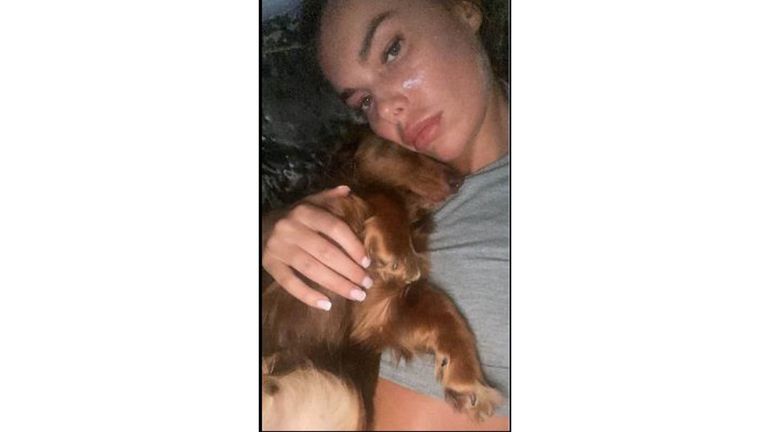 Ashley Dale with her dachshund Darla, taken less than an hour before her death