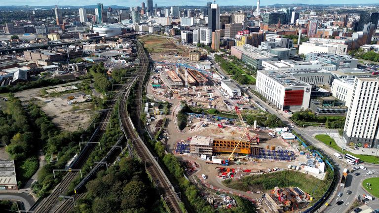 A general view of the HS2 construction site at Curzon Street in Birmingham city centre, Birmingham, Britain, October 3, 2023. REUTERS/Carl Recine