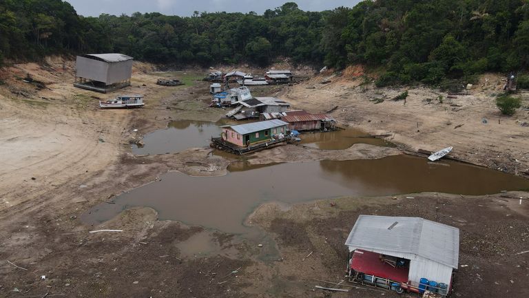 In Brazil's , rivers fall to record low levels during drought