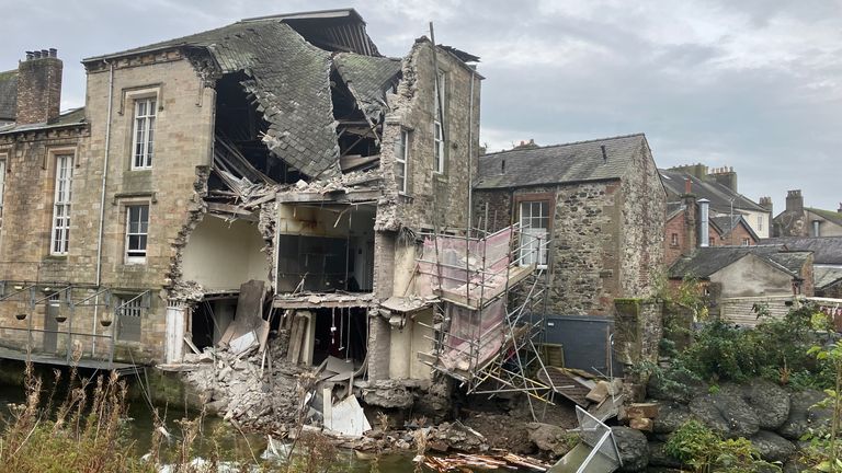 The Old Courthouse, Cockermouth after its partial collapse on Sunday