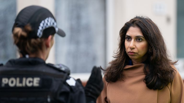 Suella Braverman attending a county lines raid with officers from West Midlands Police in Coventry