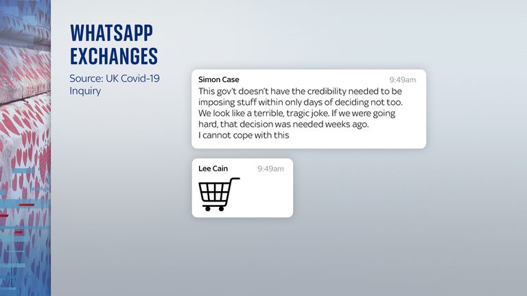 Messages between Simon Case and Lee Cain shared with the COVID inquiry