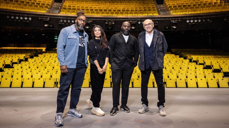 EDITORIAL USE ONLY (Left to right) &#39;Free Your Mind&#39; creative team Kenrick &#39;H2O&#39; Sandy, Es Devlin, Michael &#39;Mikey J&#39; Asante and Danny Boyle inside Aviva Studios, Manchester&#39;s new cultural landmark and the permanent home of Factory International, ahead of its official opening and the world premiere of Free Your Mind, a large-scale immersive performance based on The Matrix. Picture date: Wednesday October 18, 2023.