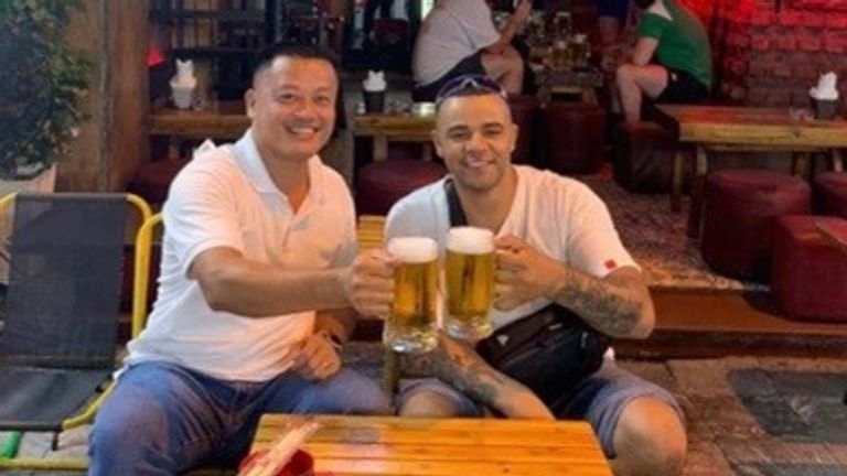 Darren Blair (right) with his tour guide in Vietnam before his death