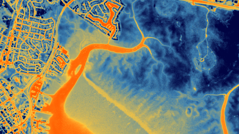 A thermal satellite image of the port area in Darwin, Australia 
