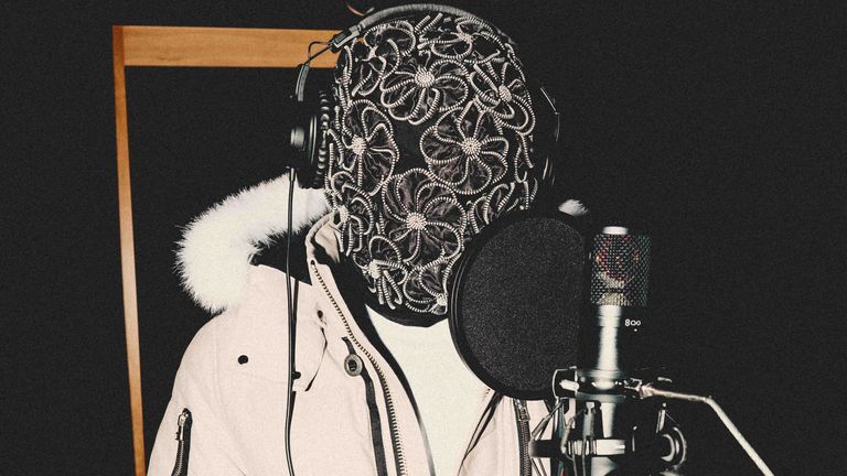 Anonymous masked rapper Dide claims to be a Premier League footballer. Pic: BLVCKROSE Ltd