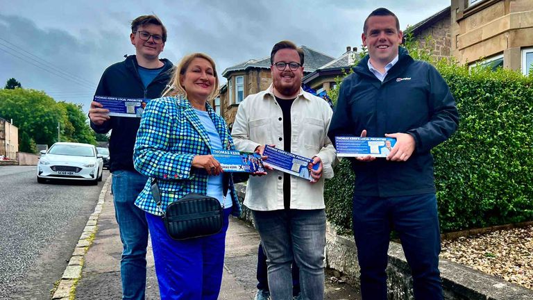 Scottish Tory leader Douglas Ross with candidate Thomas Kerr, second right. Pic: Scottish Conservatives