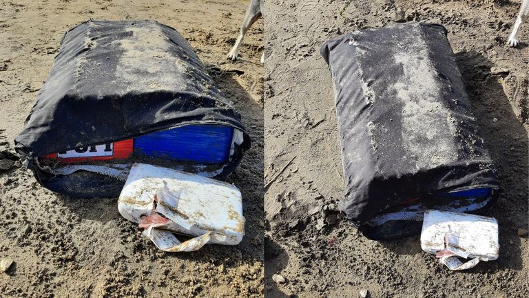 Holdalls containing cocaine were discovered in the sea. Pic: NCA