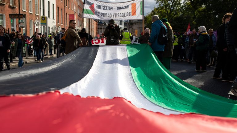 Protesters during a rally in Dublin 