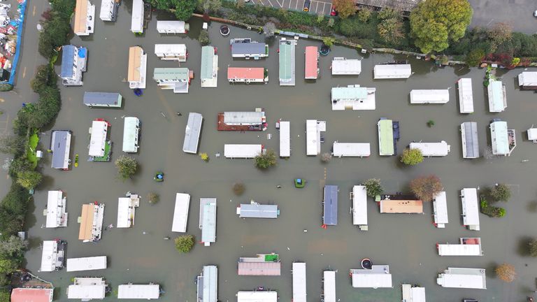 RIVERSIDE CARAVAN PARK BOGNOR  UNDER WATER 29-10-23. Pic: Eddie Mitchell