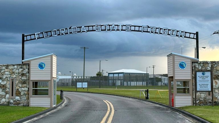 The entrance to Florida State Prison in Starke, Fla. is shown Thursday, Aug. 3, 2023. James Phillip Barnes, Florida man who recently dropped all legal appeals, was executed Thursday  for the 1988 murder of a woman who was sexually assaulted, killed with a hammer and then set on fire in her own bed. Barnes, 61, was pronounced dead at 6:13 p.m. EDT, following a lethal injection at Florida State Prison in Starke. (AP Photo/Curt Anderson)