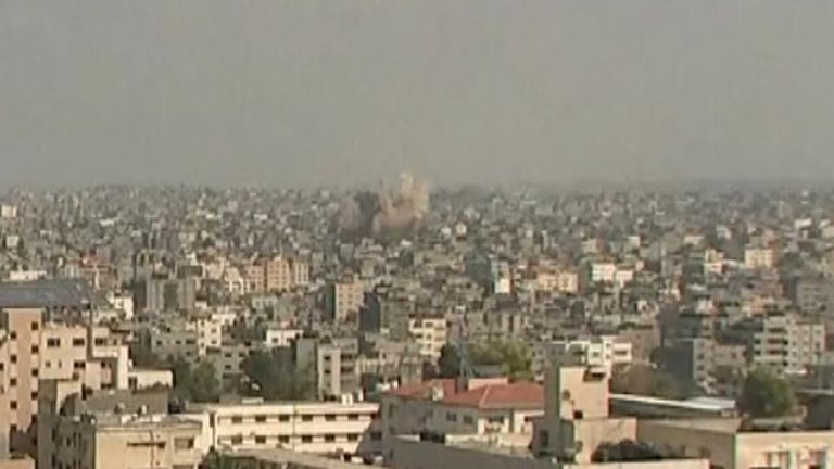 Explosion in Gaza City is followed by leaflet drop instructing civilians to leave