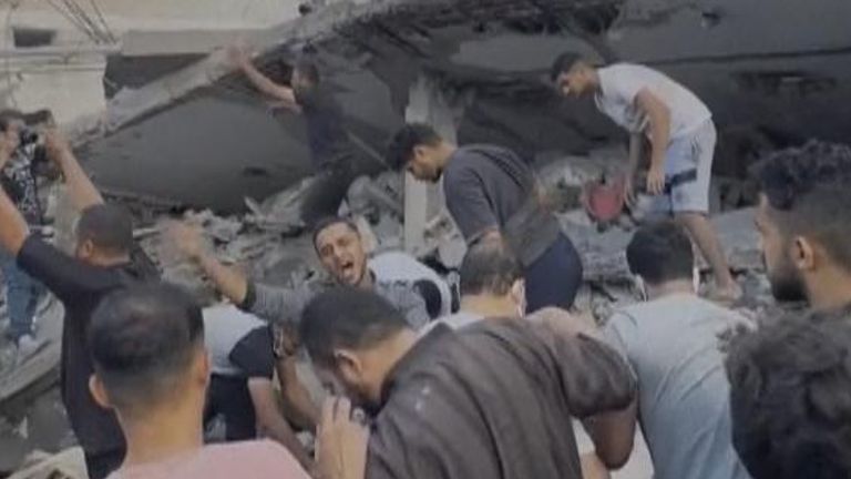 Video shows aftermath of strikes in southern Gaza as rescuers retrieve bodies