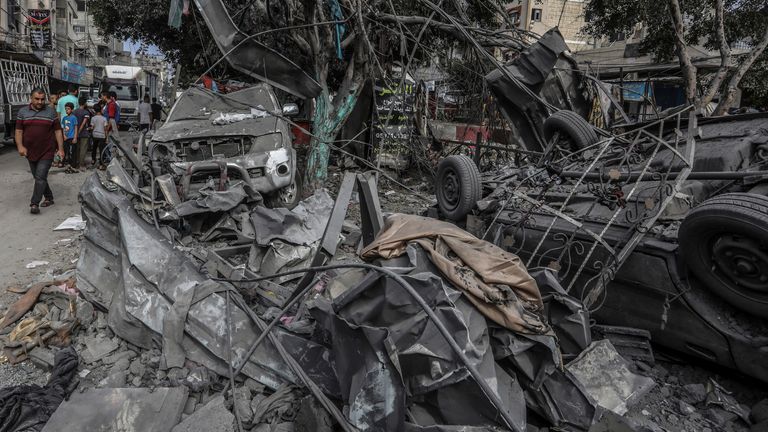 Debris lines the streets in Gaza