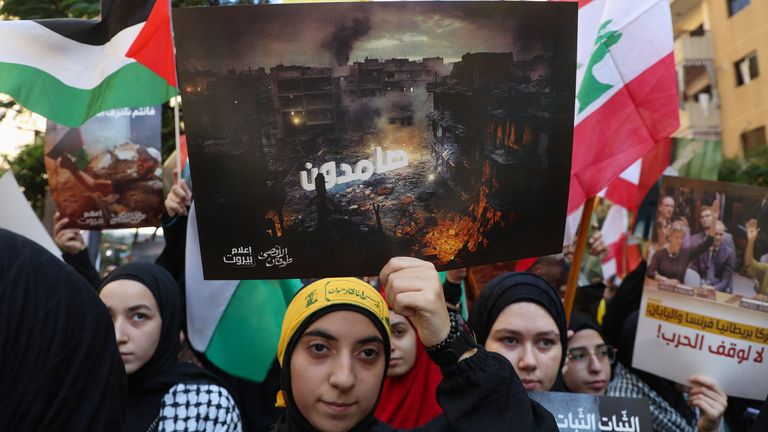 Hezbollah supporters in Lebanon were among those protesting over the hospital blast
