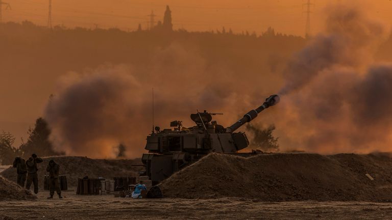 IDF fires artillery shells into Gaza as fighting between Israeli troops Hamas continues
Pic:DPA/AP