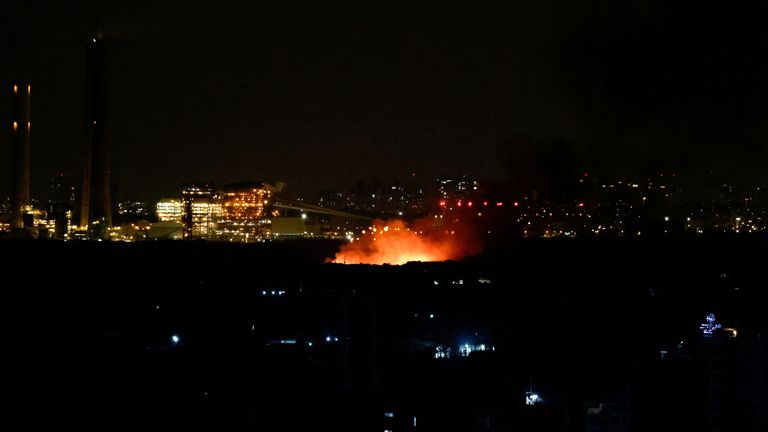 Flames and smoke billow in southern Israel after rockets were fired by Palestinian militants from Gaza