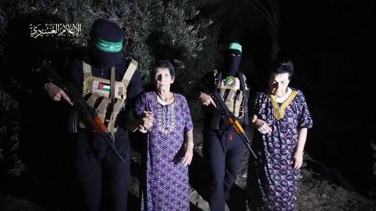 Israeli hostages released by hamas two elderly women