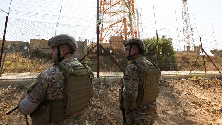 Hezbollah soldiers on the Lebanese-Israeli border earlier this year