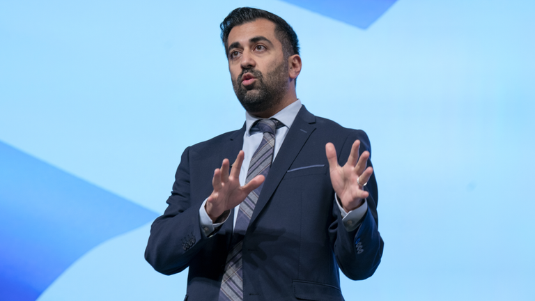 First Minister and SNP leader Humza Yousaf discusses the Independence Strategy Resolution during the second session at the SNP annual conference at The Event Complex Aberdeen (TECA) in Aberdeen. Picture date: Sunday October 15, 2023.