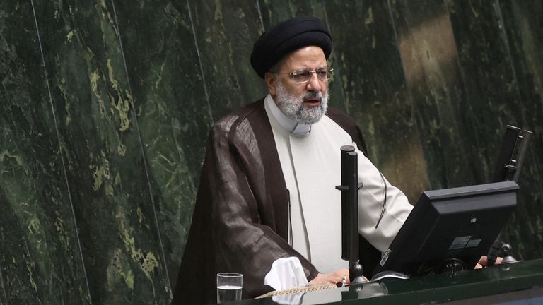 Iran&#39;s President Ebrahim Raisi speaks during a parliament session in Tehran, Iran October 4, 2022