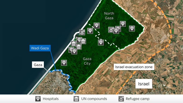 The Israeli Defence Force has ordered 1.1 million people currently north of the Wadi Gaza bridge to move south