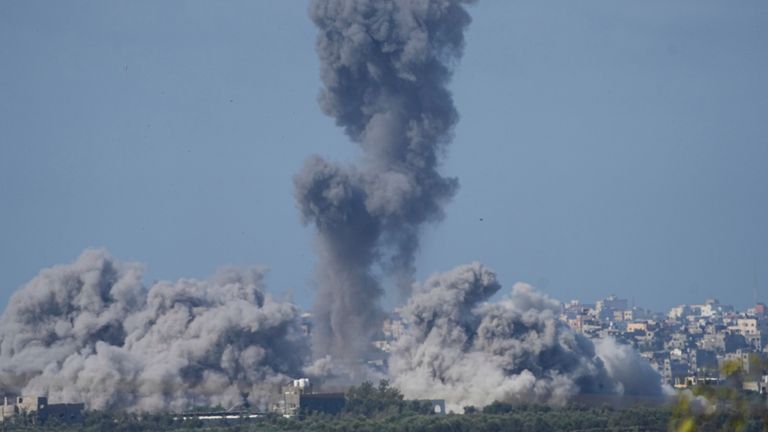 The aftermath of an Israeli airstrike in the Gaza Strip. Pic: AP