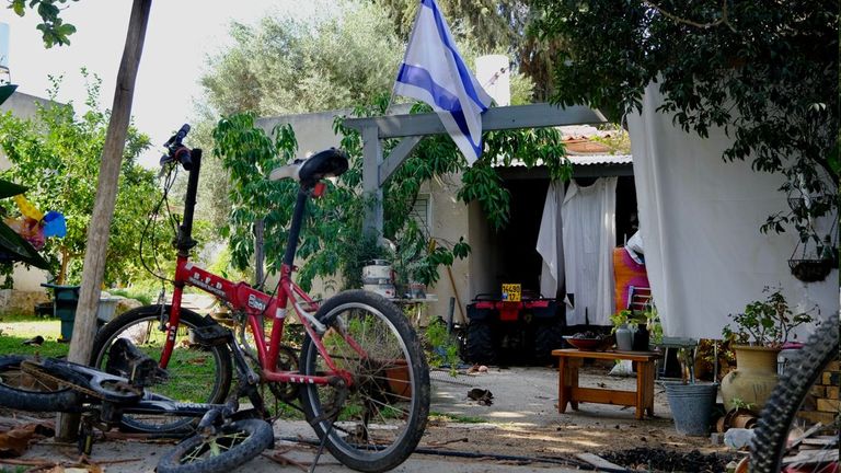 An Israeli flag outside a house